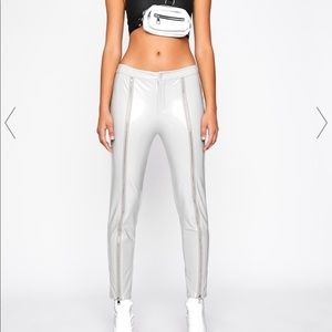 Brand new light gray pleather pants